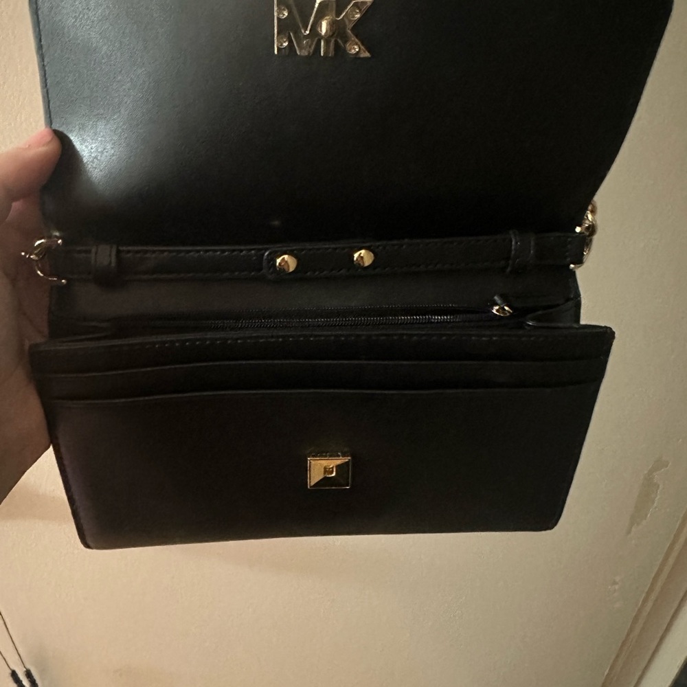 Michael Kors Black Crossbody Bag with Gold Accents